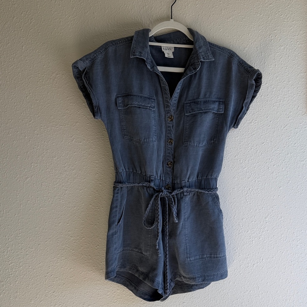 Nicole Miller Chambray Short Sleeve Romper